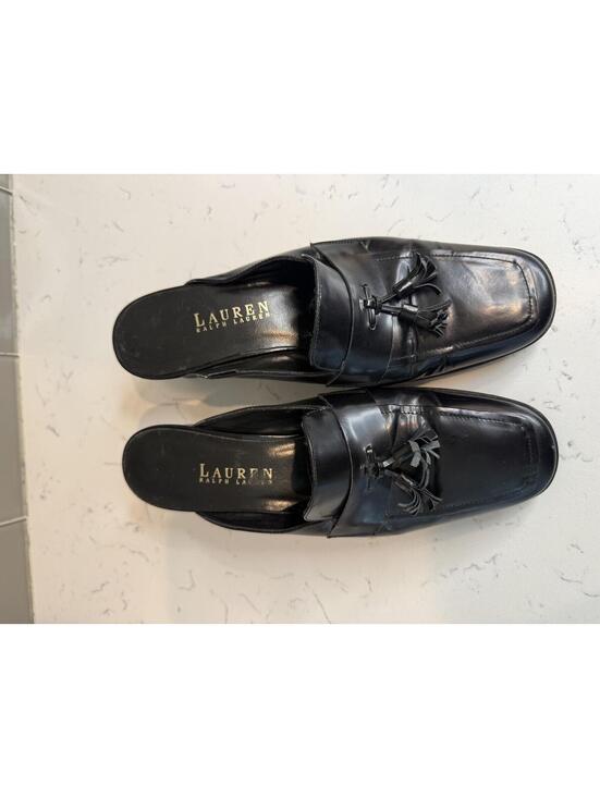 Ralph Lauren Shoes - Lauren Ralph Lauren Black Leather Tassel Mule Heels Size 7B